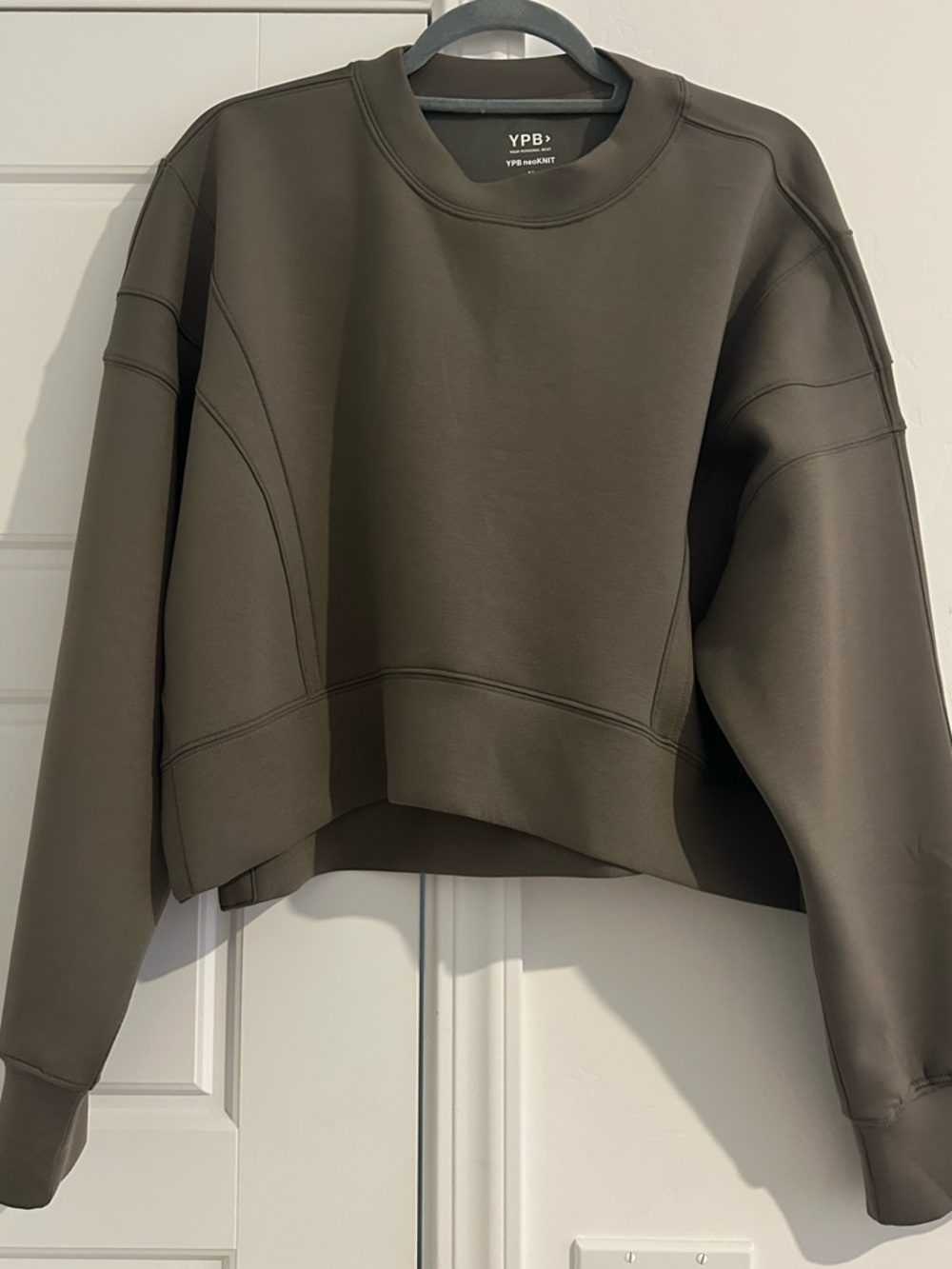 YPB Olive Cropped Crewneck Sweatshirt